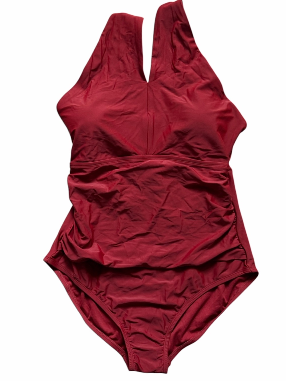 Kona Sol Women's Ring Crossover Ruched Full Coverage One Piece Swimsuit XL 16